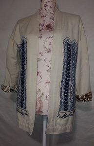 Soft Surroundings XS Cottagecore Creme Embroidered Jacket Top